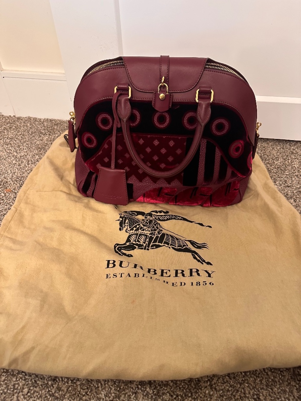 Burberry Prorsum Leather Milverton Tapestry bag